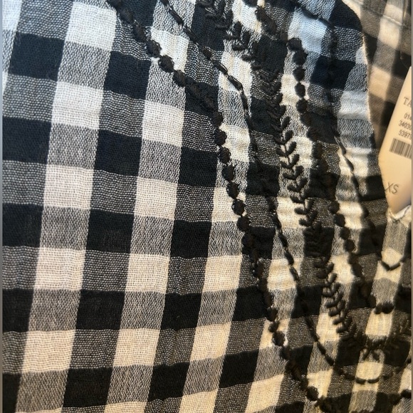 Talbots Black & White Gingham Dress Long Sleeve Embroidered Neckline Size XS NWT - Picture 4 of 9